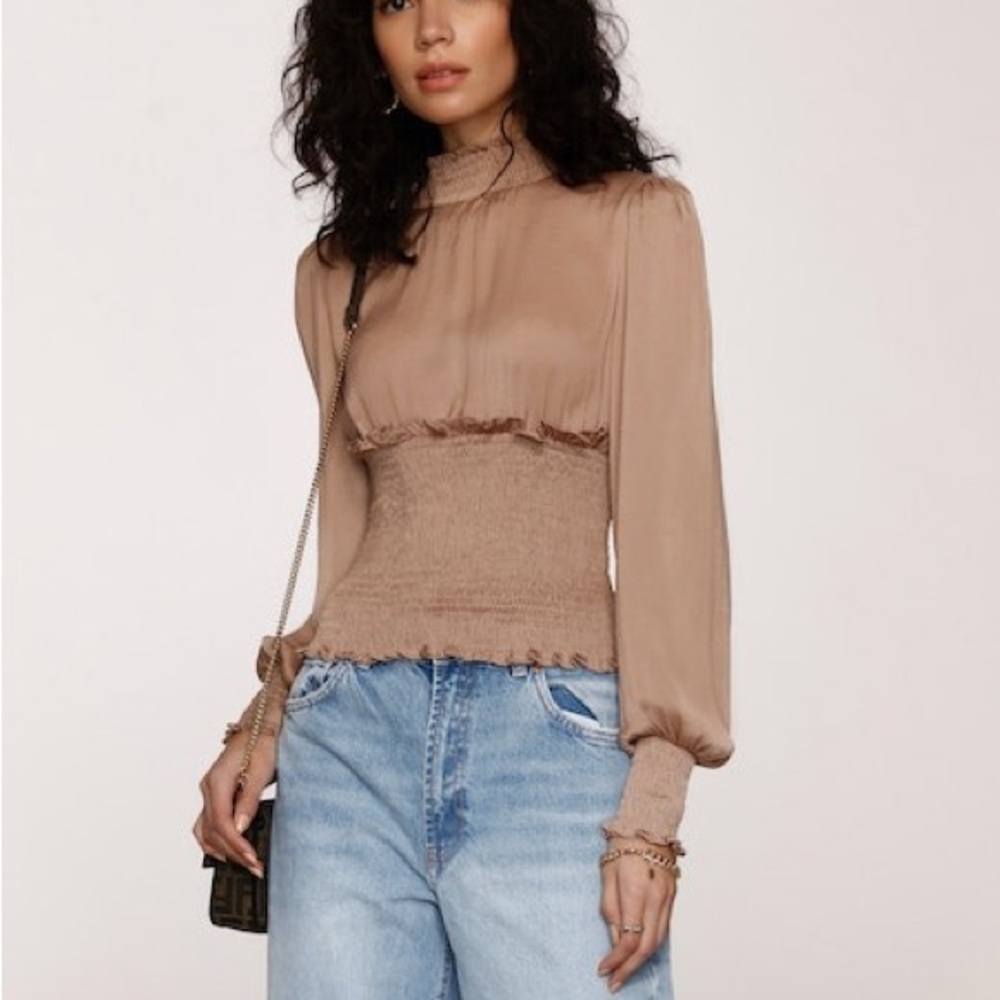 Elegant Tan Silk Blouse